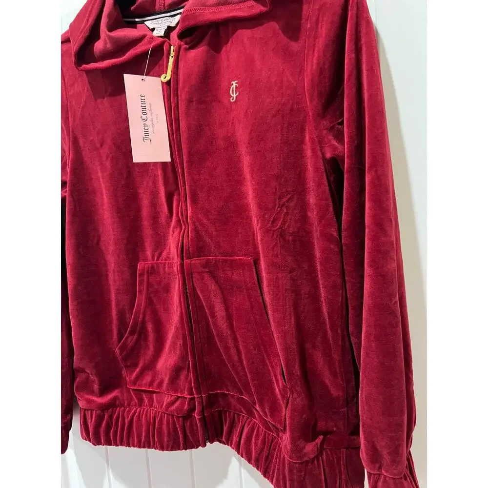 NWT❤️JUICY COUTURE Girl's Foil Print Velour Zip Up Hoodie and legging sets szXL
